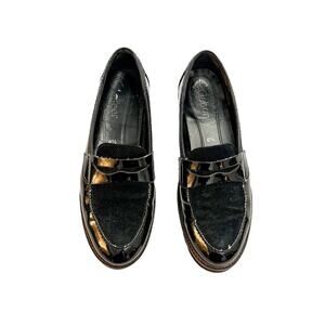 Gabor Patent Leather Suede Penny Loafer Round Toe Flats Shoes Size 6.5